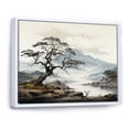 thumbnail image 2 of Designart "Grey Minimalism Tree Ink euphony" Landscape Trees Floater Framed Canvas Print, 2 of 7
