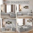 thumbnail image 6 of 130" Modular Sectional Sofa, Gray Cloud Boneless Sofa, Couches For Living Room, Striped Corduroy Upholstered 4-Seater Sofa With Pillow Back And Square Arms, 6 of 11