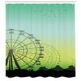 thumbnail image 3 of Ferris Wheel Shower Curtain, Silhouette Enourmous Ferris Wheels with Cars Image Urban Recreation Area Theme, Fabric Bathroom Set with Hooks, 69W X 75L Inches Long, Multicolor, by Ambesonne, 3 of 3