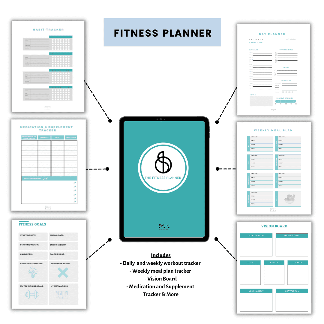 Xplorel Resistance Bands w/ Carry Bag, Exercise Guide, & Fitness Planner, 5 Pack
