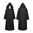 thumbnail image 4 of Disfraz Premium Capa básica con capucha y cordón, color sólido, traje de vacaciones informal con abertura frontal para mujer Kuymtek Negro T M para Mujer, 4 of 8