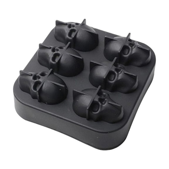 JOGZMZ Spooky Halloween 6-Skull Silicone Ice Tray - 4.72x4.52in Slow Melt Mold for Cocktails, Whiskey & Party, BPA-Free Flexible Mold for DIY Crafts & Gifts