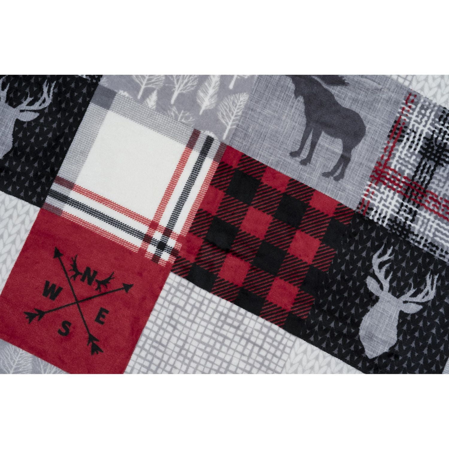 Safdie & Co. Premium Ultra Soft Flannel Hoodzy Hooded Throw Blanket with Sherpa Forest Patchwork