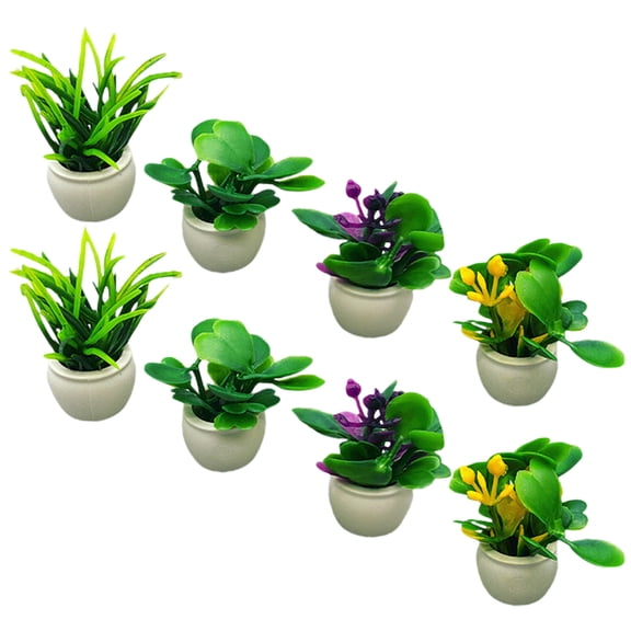 NICEXMAS Tiny Potted Plants Miniature House Decor Plastic 8pcs
