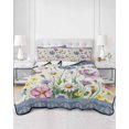 thumbnail image 2 of Full Size Quilt Bedding Set, Blue Wildflowers Reversible Summer Quilt 3 Pieces, Farmhouse Country Spring Butterfly Floral Lightweight Bedspreads Coverlets with 2 Pillow Shams for All Seasons, 2 of 5