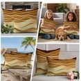 thumbnail image 5 of Coastal Yellow Outdoor Waterproof Pillow Covers, Ombre Ocean Wave Stripes Brown Beach Sand Decorative Square Throw Pillowcase Sofa Cushion Sham for Patio/Couch/Chair, 20"x20" 2 Pack, 5 of 8