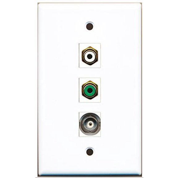 RiteAV - 1 Port RCA White and 1 Port RCA Green and 1 Port BNC Wall Plate