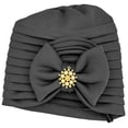 thumbnail image 3 of Beaded Bowknot Hat for Women Solid Color Ethnic Turban Wrap Cap, 3 of 5