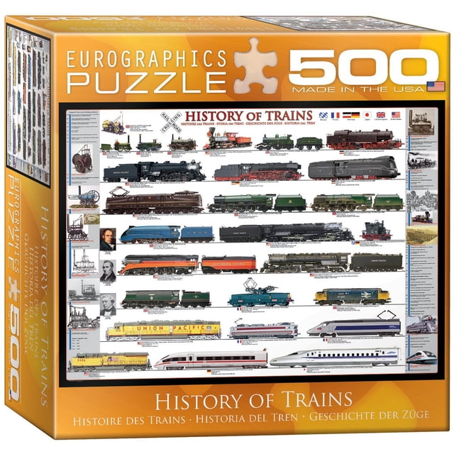 Puzzle EuroGraphics: Historia de los trenes, 500 piezas