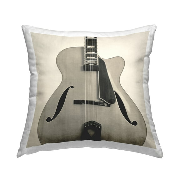 Stupell Industries Simple Chic Guitar Decorative Printed Throw Pillow Design by Deborah Revell.