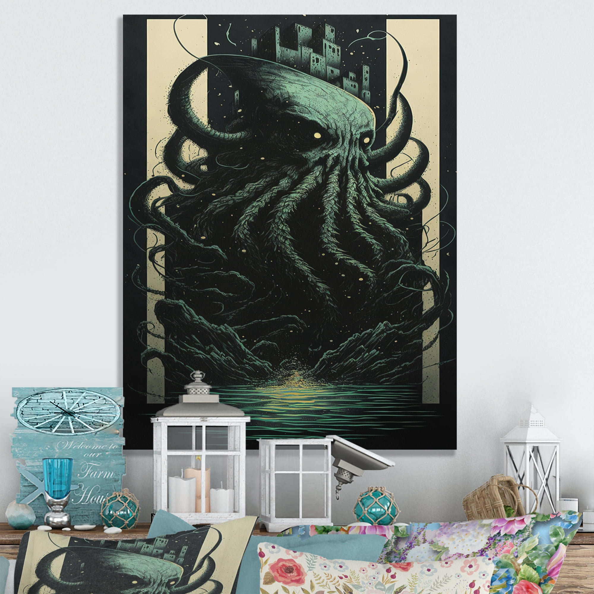 Designart Octopus Abstract Canvas Wall Art