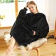 thumbnail image 2 of Bata perezosa de invierno cálida de franela de doble cara, pijamas para el hogar, manta de TV para hombres y mujeres, estilo europeo y americano de moda, 2 of 5