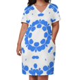 thumbnail image 3 of Womens Casual Dresses Blue Floral Kaleidoscope Pattern Design Short Sleeve Dress Summer Dresses for Women 2025, 3 of 6