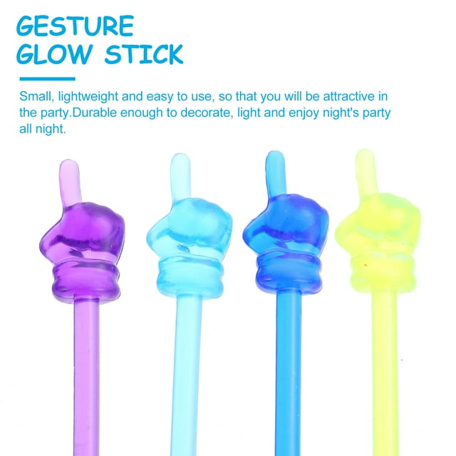 PENIKOKO 4pcs Glow Sticks for Wedding Plastic Hand Shape Lighting Wedding Glow Sticks Assorted Color
