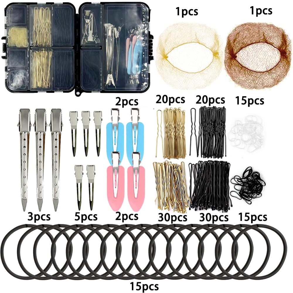 160-Piece Basic Hair Clip Set - with Mesh Elastic Bands & Storage Box, Non-Slip Hair Styling Accessories