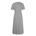 thumbnail image 4 of Jzuxvd Short Sleeve Maxi Dress Casual Plus Size Crewneck Long Dress Elegant Formal A Line Smocked Flowy Party Dress Gray XXL, 4 of 4