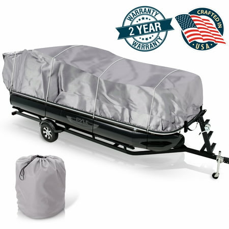 PYLE PCVHP441 - Armor Shield Trailer Guard Pontoon Boat Cover 21'-24'L Beam Width to