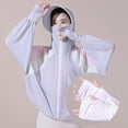 thumbnail image 3 of Joernso Women Sunscreen Coat Zipper Opening Hooded Face Nack Protection Ice Silk Anti-UV Thin Soft Breathable Long Sleeve Color Matching Cycling Camping Jacket, 3 of 8