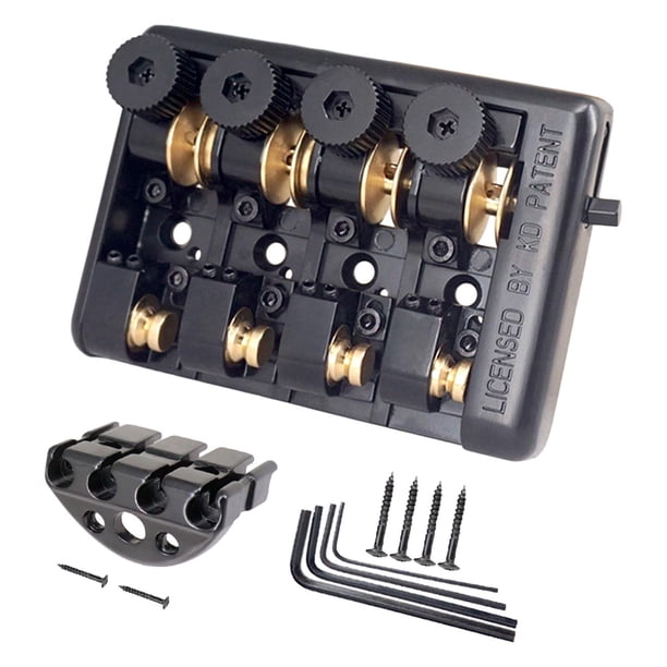 Puente de guitarra eléctrica sin pala con dispositivo de cuerdas con gusano, 6 Negro