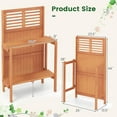 thumbnail image 3 of Resenkos Folding Garden Potting Bench with 2-tier Storage Shelves and Teak Oil Finish for Garden Yard Balcony, 3 of 6
