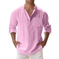 thumbnail image 5 of Chemise à Manches Longues pour Hommes Printemps Été Col Montant Ample avec Poche, 5 of 5