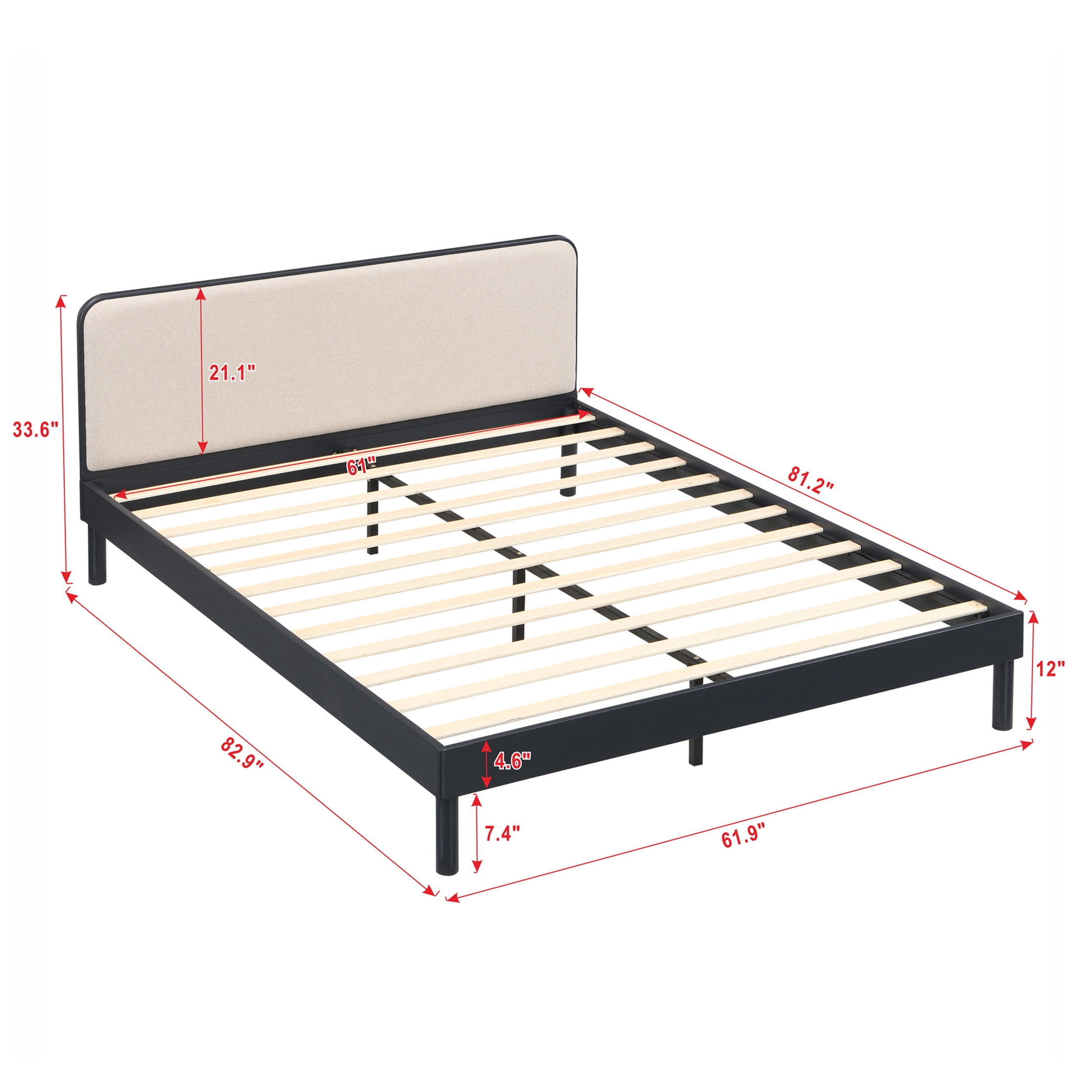 Christopher Knight Home Queen Bamboo Platform Bed Frame with Upholstered Headboard, Black