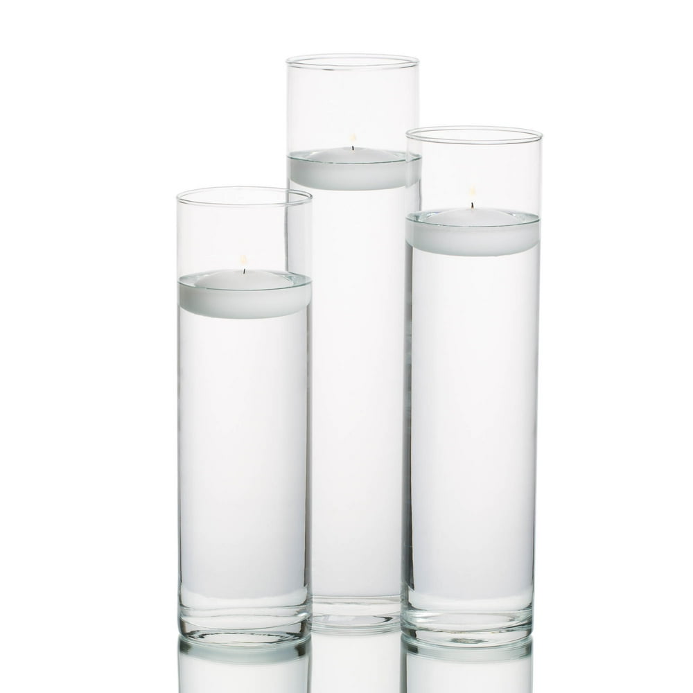 Eastland Tall Cylinder Vases with Richland Floating Candles White Set