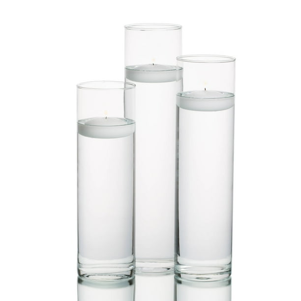 Eastland Tall Cylinder Vases with Richland Floating Candles White Set