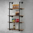 thumbnail image 2 of Industrial Pipe Shelving Wall Mounted, 30in Metal Floating Shelves, Steampunk Real Wood Book Shelves, Wall Shelf Unit Wineshelf Hanging Wall Shelves, Kitchen Bar Shelving(4 Tier), 2 of 7