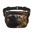 thumbnail image 1 of Balery Pug Wearing Sunglasses Flowers Mochila Cinturón para Mujeres y Hombres, Bolsa de Cintura Impermeable de Doble Capa con Correa, 1 of 9