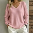 thumbnail image 2 of QIYAGBSA Waffle Knit Sweaters for Women V Neck Long Sleeve Oversized Loose Fit Drop Shoulder Solid Color Fall Winter Casual Everyday Pullover Wear, 2 of 8