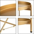 thumbnail image 4 of 2-Tier Round Gold Side Table, Outdoor Small Folding Accent Stand with Removable Tray, Anti-Rust Metal Asional Table for Balcony Patio Living Room, Nightstand for Bedroom(Gold), 4 of 9