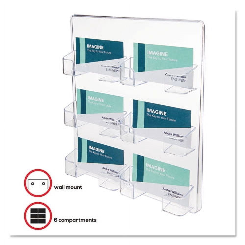 6-Pocket Business Card Holder, Holds 480 Cards, 8.5 X 1.63 X 9.75, Plastic, Clear | Bundle of 2 Each