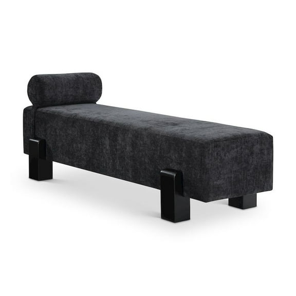 Meridian Furniture Edison Black Chenille Fabric Bench