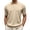 #0219-Beige, variant on Qiyinn Men's Fashion Casual Solid Color Breathable Knit Short Sleeve Lapel Shirts