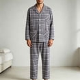 thumbnail image 6 of HOOMEUMY Men's Cotton Pajamas Set Classic Turtleneck Cardigan Long Sleeve Soft Comfortable Home Wear, 6 of 6