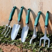 Garden Tools Set, 5 Piece Heavy Duty Gardening Tools Cast Aluminum with Soft Rubberized Non-Slip Handle, Durable Garden Hand Tools Garden Gifts for Men Women - image 4 of 7