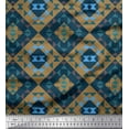 thumbnail image 1 of Soimoi Brown Modal Satin Fabric Check & Geometric Printed Fabric 1 Yard 42 Inch Wide, 1 of 1