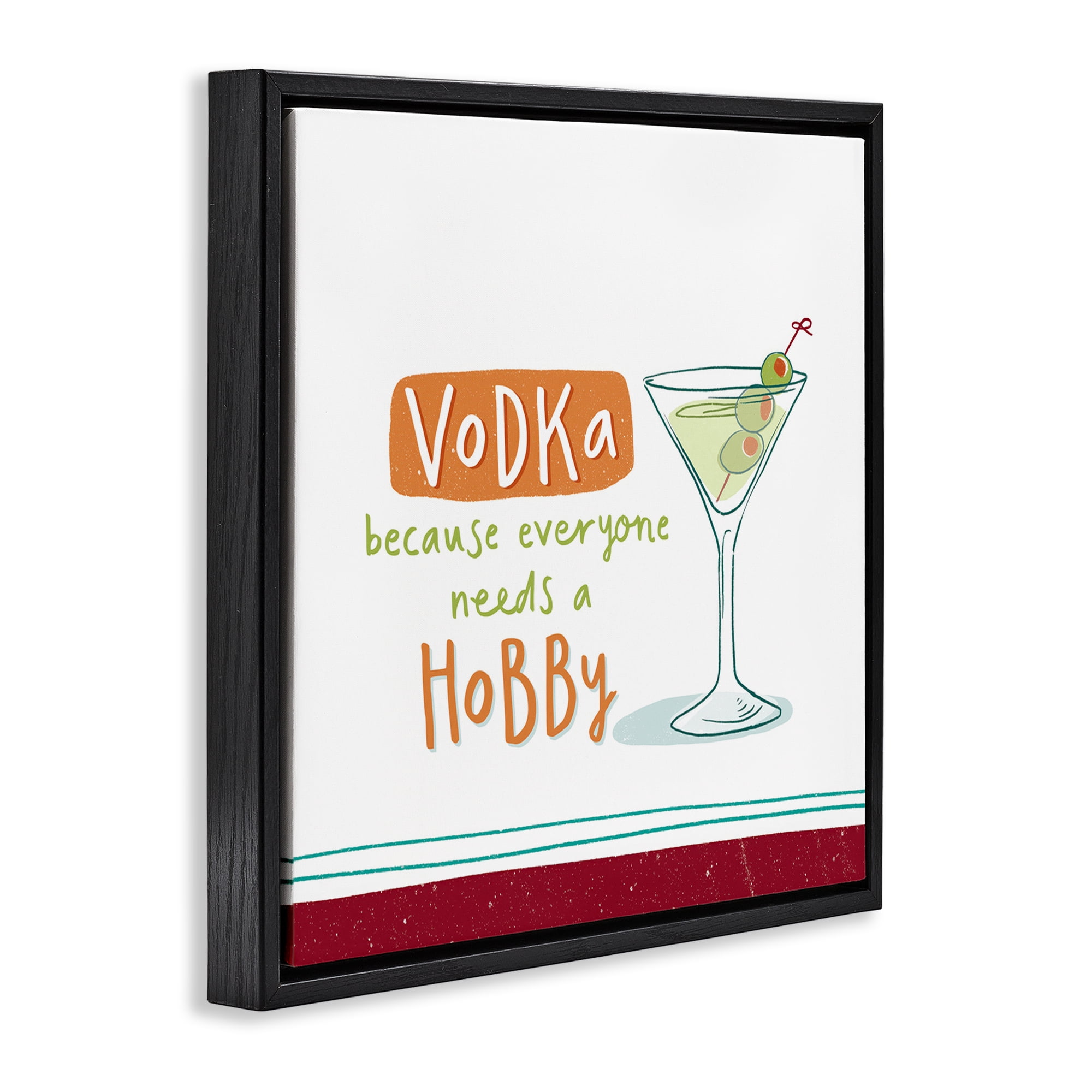 Stupell Industries Funny Vodka Phrase Food & Beverage Painting Black Floater Framed Canvas Art Print Wall Art, 25 x 25