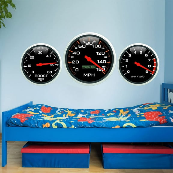 VWAQ Speedometer Wall Decals Peel and Stick Kids Car Sticker Decor - 3 PCS - PAS44
