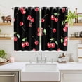 thumbnail image 2 of Cherry Rustic Kitchen Curtains 72 Inch Length, Spring Summer Tropic Fruit Black Grommet Top Bedroom Living Room Curtains, Light Filtering Cafe Curtain Drapes 2 Panels Set 104''x72'', 2 of 9