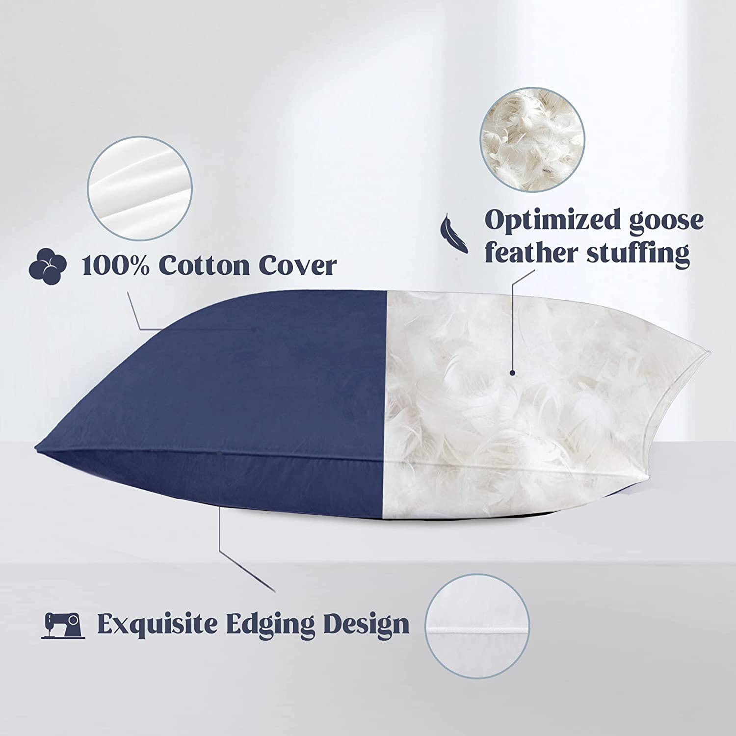 Unikome 2 Pack Premium 100% Cotton Down-Around Design Down Feather