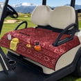thumbnail image 2 of COEQINE 2-in-1 Golf Cart Seat Cover & Carry Bundle, Folds Like a Bag with Handle, Universal Fit for Two-Seaters, 4 Storage Pockets, Machine Washable Polyester, Red American Tribal Boho Flower, 2 of 8