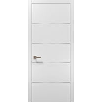 Modern Wood Interior Door with Hardware | Planum 0020 White Silk | Single Panel Frame Trims | Bathroom Bedroom Sturdy Doors-24" x 84"