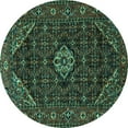 thumbnail image 1 of Ahgly Company Machine Washable Indoor Round Persian Turquoise Blue Traditional Area Rugs, 8' Round, 1 of 4