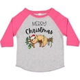 thumbnail image 3 of Inktastic Merry Christmas Cute Sloth with Santa Hat and Lights Boys or Girls Toddler T-Shirt, 3 of 5