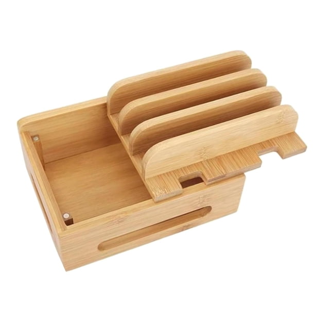 Base de carga de escritorio de madera, organizador portátil para tabletas, base de escritorio para portátiles