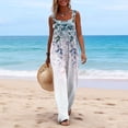 thumbnail image 4 of JULMCOMO Jumpsuits for Women Floral Print Wide Leg Casual Bib Overalls Square Neck Loose Fit Beach Summer Jumpsuits with Pockets Light Blue XL, 4 of 5