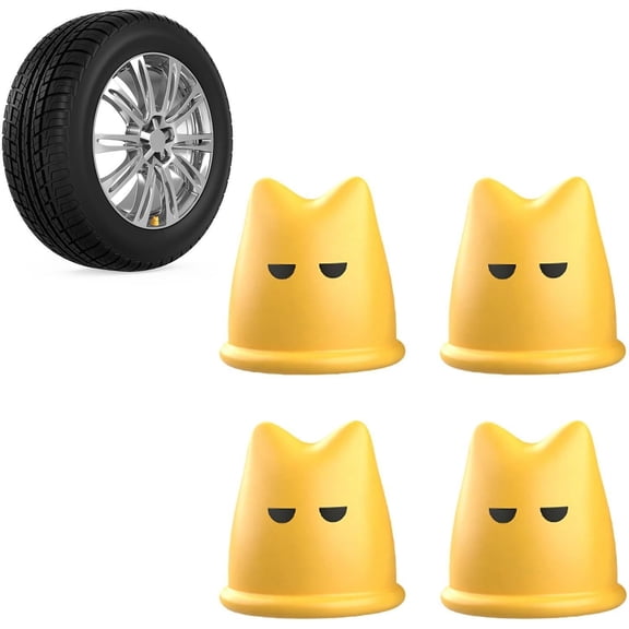Cute Cat Shape Tire Valve Caps – 4-Piece Dustproof Wheel Stem Covers for Cars, Trucks, Bikes & Offroad Vehicles(Z)