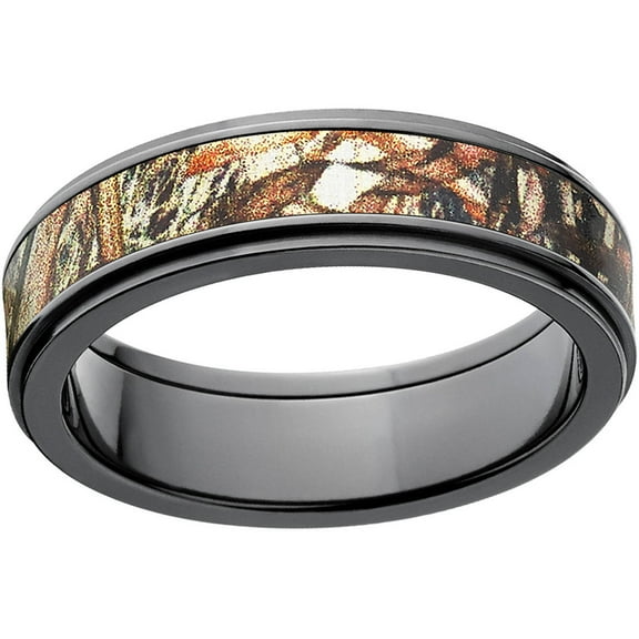 Duckblind Men's Camo 6mm Black Zirconium Band with Polished Edges and Deluxe Comfort Fit